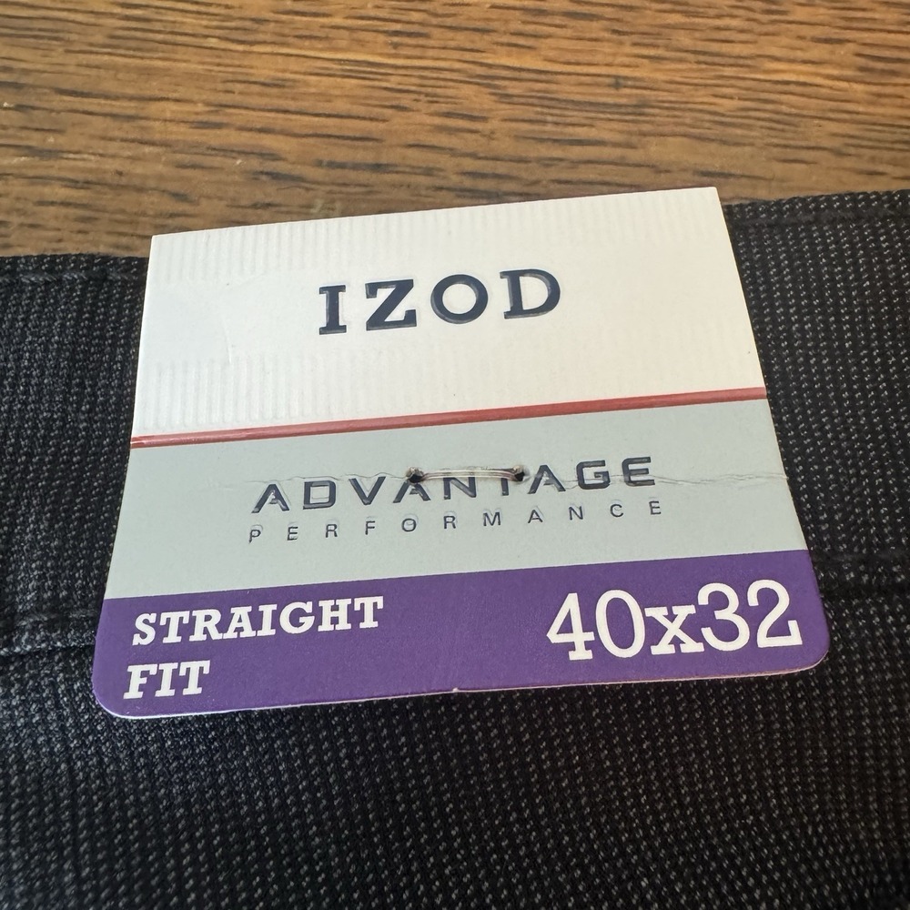 IZOD Advantage Performance Straight‎ Fit Pants 40x32 Black NWT Stretch